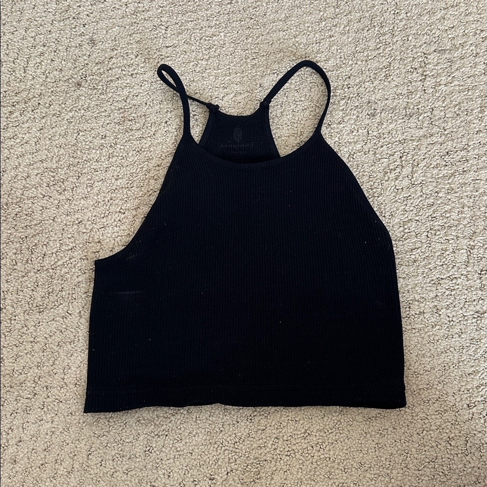 FP Movement by Free People Black Ribbed Halter Top